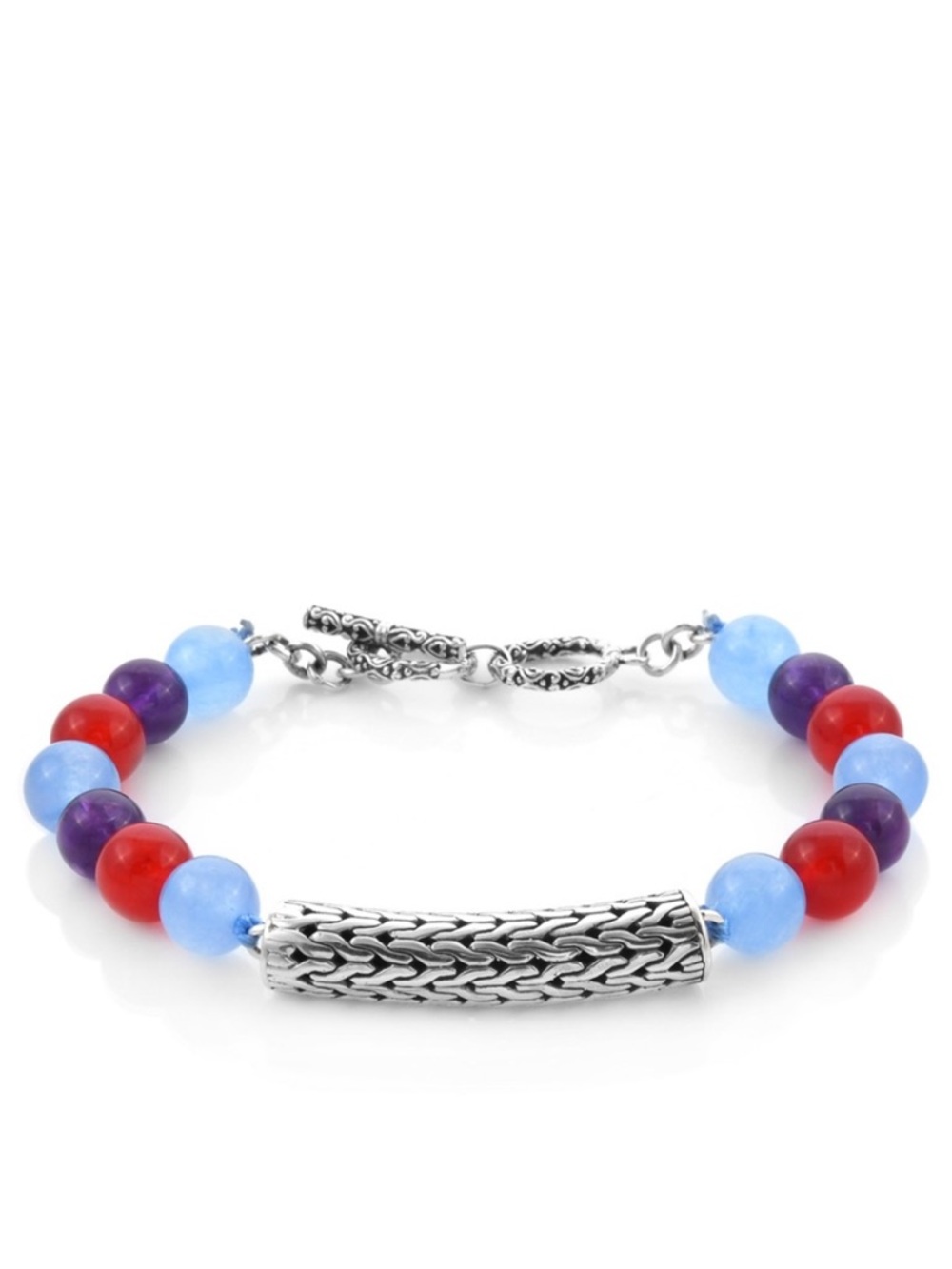 Blue/Red Jade, Amethyst Tulane Naga Bead Bracelet